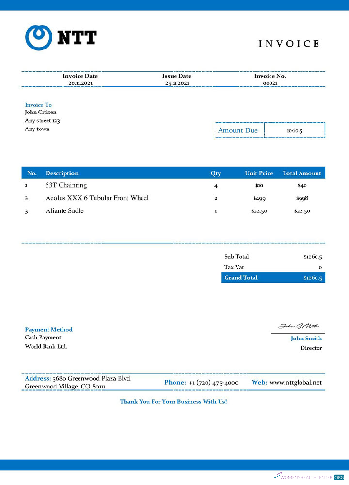 Download USA NTT invoice template Photoshop template